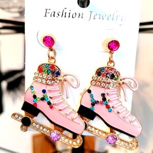 🎁Pink Ice Skate Earings Christmas Jewelry Christmas Earings